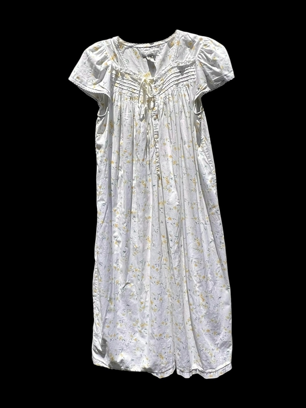 🌻Vintage Erika Taylor Cotton Floral Nightgown Waltz Lace Up Cottagecore Size S - Picture 3 of 6